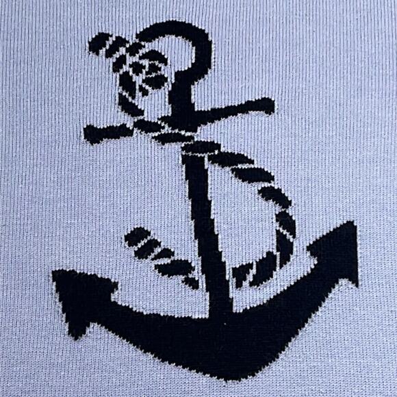 Talbots Anchor Coastal Sail Boat Women's Small Blue Knit LS Sweater - Picture 2 of 10